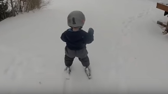 Cute Toddler Shows Off His Impressive Skiing Skills