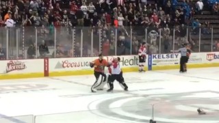 Goalie Fight Ends With a One-Punch Knockout Which Shocks the Crowd